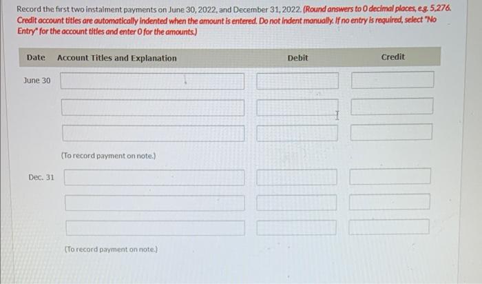 note provide for semi-annual blended payments of $50,208. Payments are due on