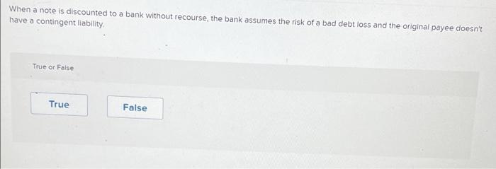 When a note is discounted to a bank without recourse, the bank