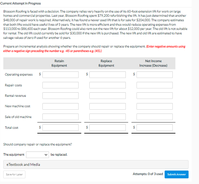 Current Attempt in Progress Blossom Roofing is faced with a decision. The