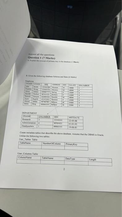 Answer all the question Question 1 (7 Marks) A. Explain the cons
