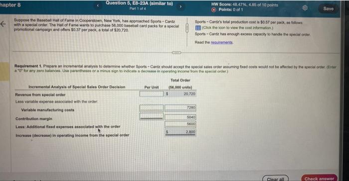hapter 8 Question 5, E8-23A (similar to) Part 1 of 4 HW