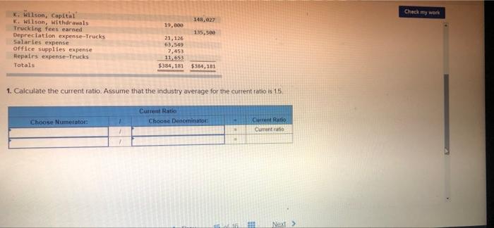 the following adjusted trial balance for the Wilson Trucking Company Cash Account
