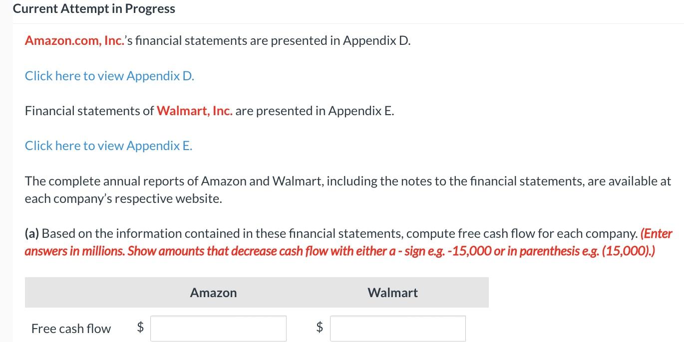 Current Attempt in Progress Amazon.com, Inc.'s financial statements are presented in Appendix