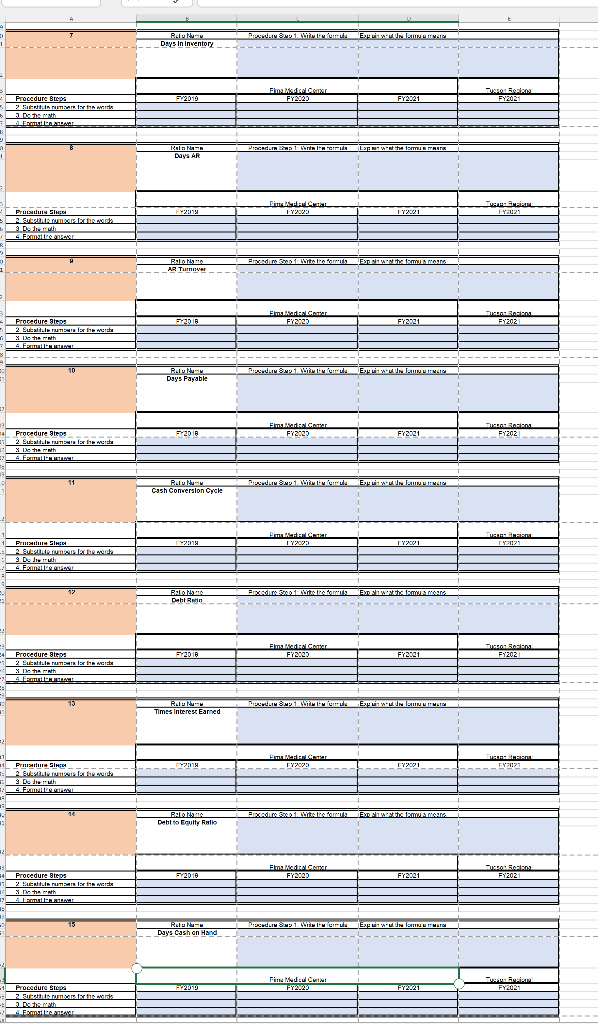 Tuscon Regional. You have been asked to prepare a Ratio Analysis and