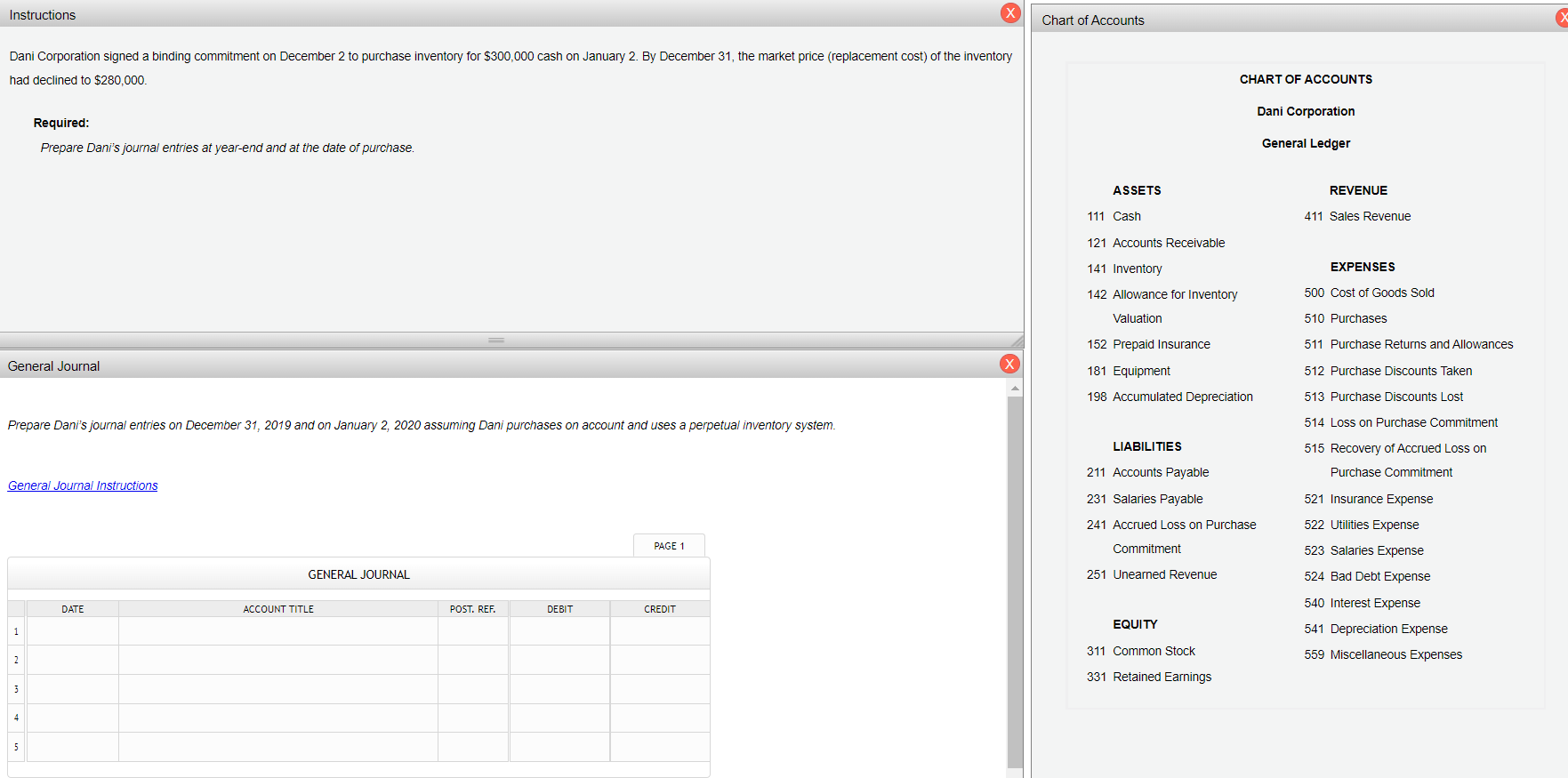 Instructions Dani Corporation signed a binding commitment on December 2 to purchase
