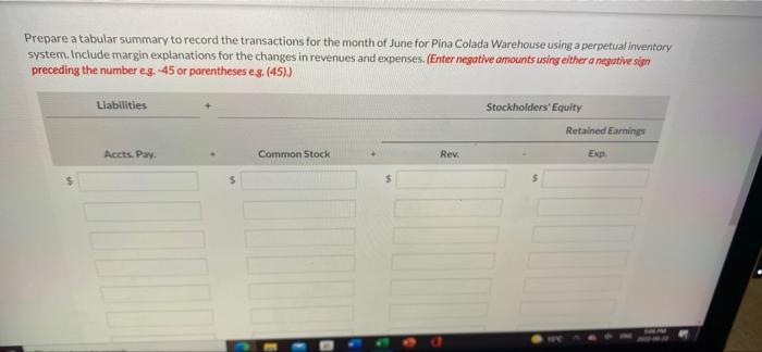 of June, the following merchandising transactions occurred. June 1 Purchased books on