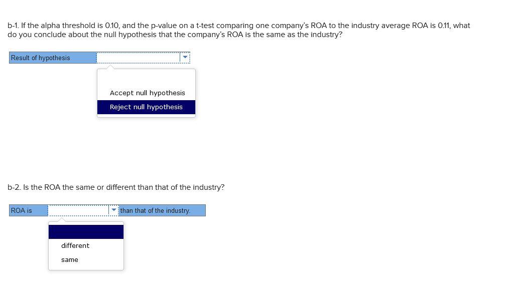 the alpha threshold is 0.05, and the p-value on a t-test comparing