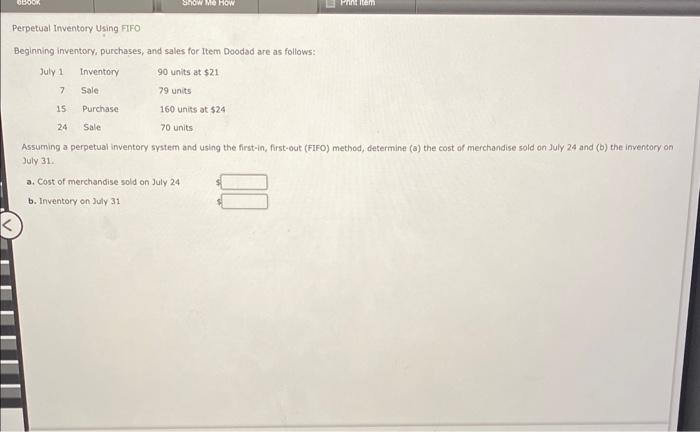 Show Me How Perpetual Inventory Using FIFO Beginning inventory, purchases, and sales