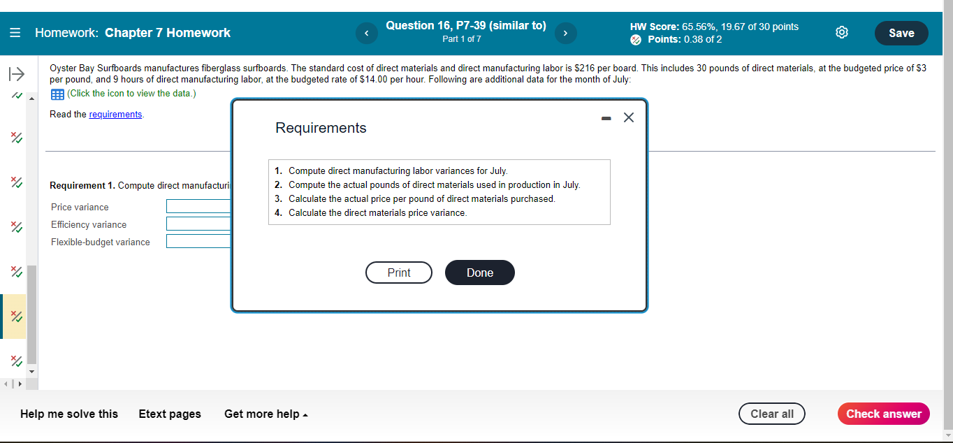 = Homework: Chapter 7 Homework >> Question 16, P7-39 (similar to) Part