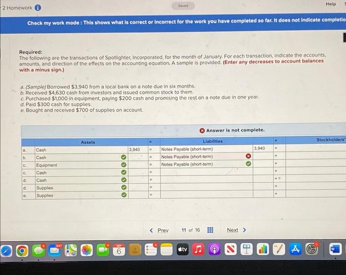 2 Homework Saved Help Check my work mode: This shows what is