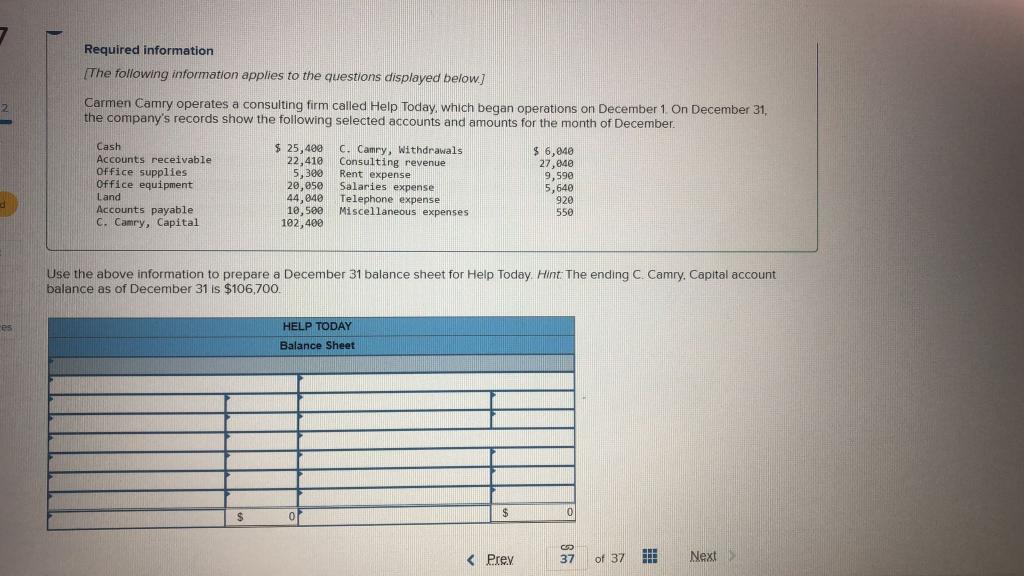 Required information [The following information applies to the questions displayed below.] Carmen