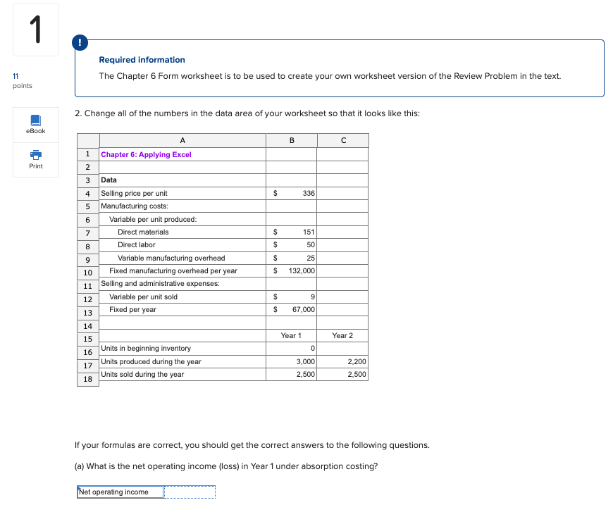 11 1 Required information The Chapter 6 Form worksheet is to be