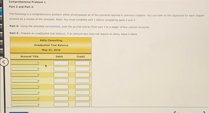 Comprehensive Problem 1 Part 2 and Part 3: The following is a