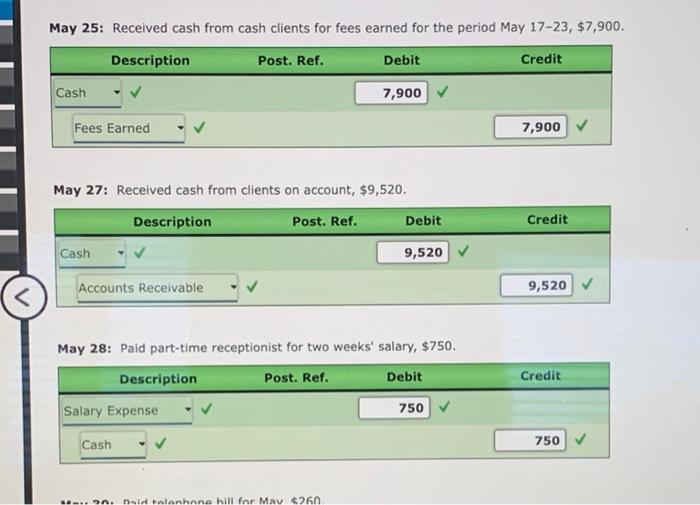 journal entries from part 1 to a ledger of four-column accounts. Part