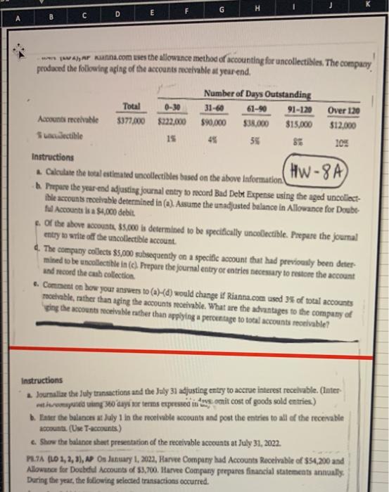 A CD E F G H .com uses the allowance method of