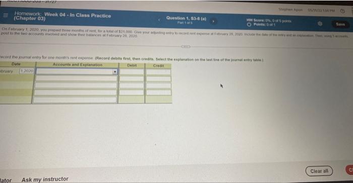 5-$1/27 EI Homework Week 04-In Class Practice (Chapter 03) Question 1, 53-8