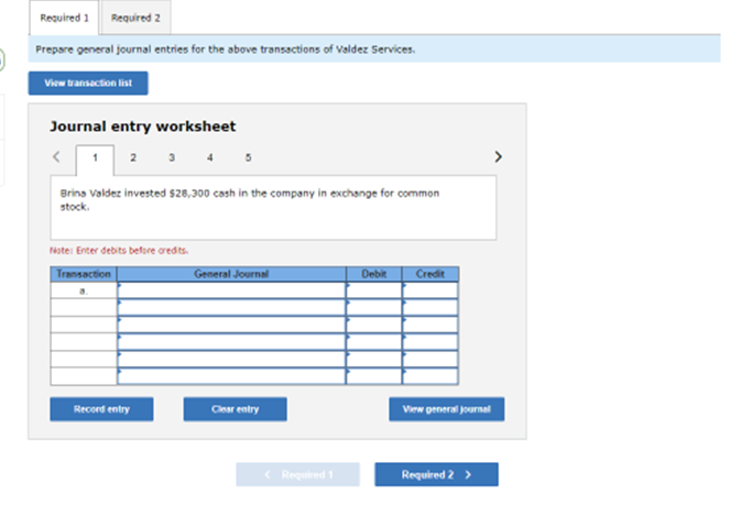 Required 1 Required 2 Prepare general journal entries for the above transactions