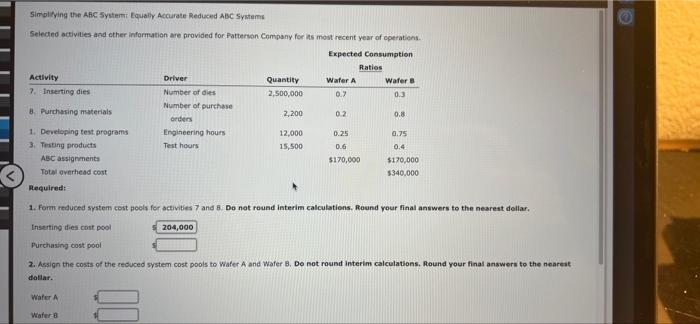 Simplifying the ABC System: Equally Accurate Reduced ABC Systems Selected activities and