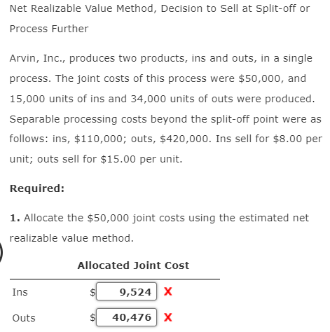 Net Realizable Value Method, Decision to Sell at Split-off or Process Further