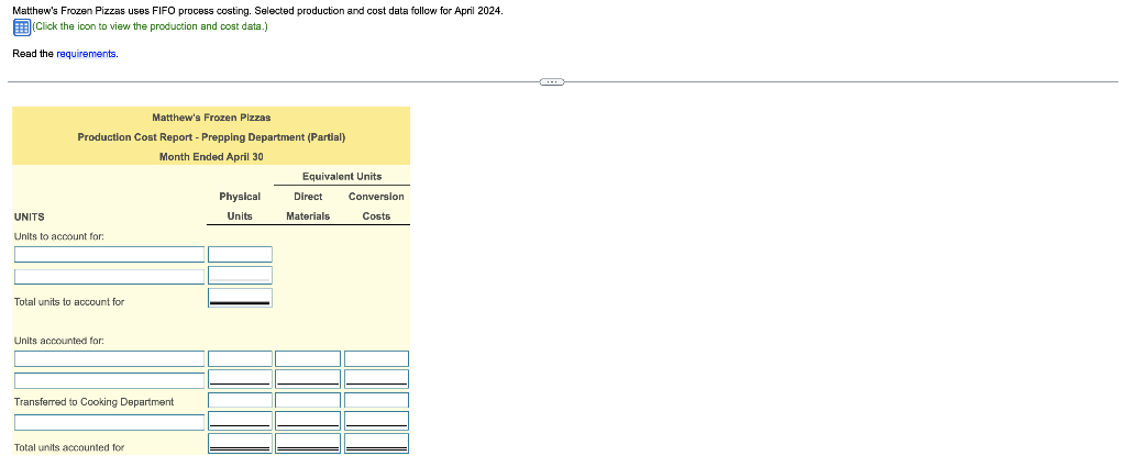 accounted for: Completed and transferred out during April: From beginning work-in-process inventory
