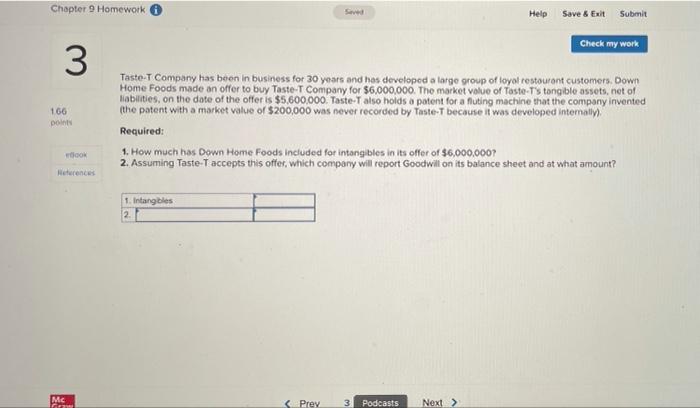 Chapter 9 Homework Seved Help Save & Exit Submit 166 3 points