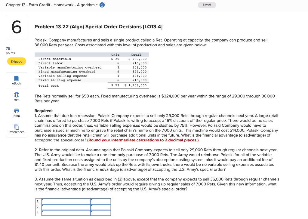 Chapter 13 - Extra Credit - Homework - Algorithmic i 6 Problem