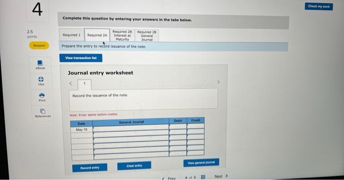 Exercise 9-4 (Algo) Accounting for note payable LO P1 Sylvestor Systems borrows
