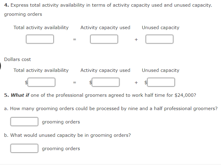 a grooming department staffed by 10 professional pet groomers. Each groomer is