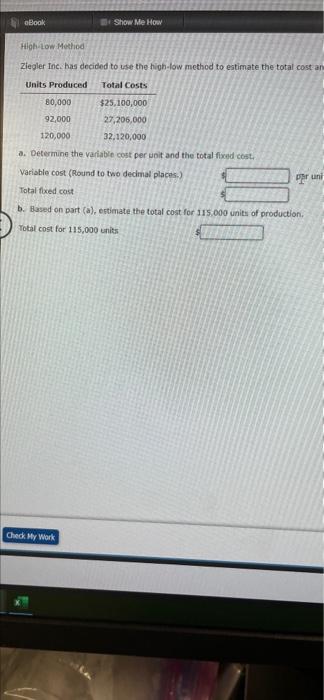 total cost and the Sxed and variable cost components of the total