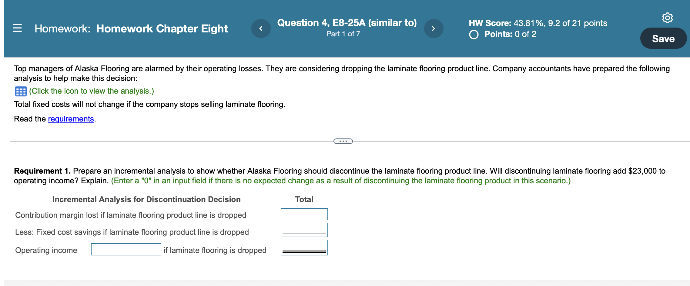 Question 4, E8-25A (similar to) = Homework: Homework Chapter Eight Part 1