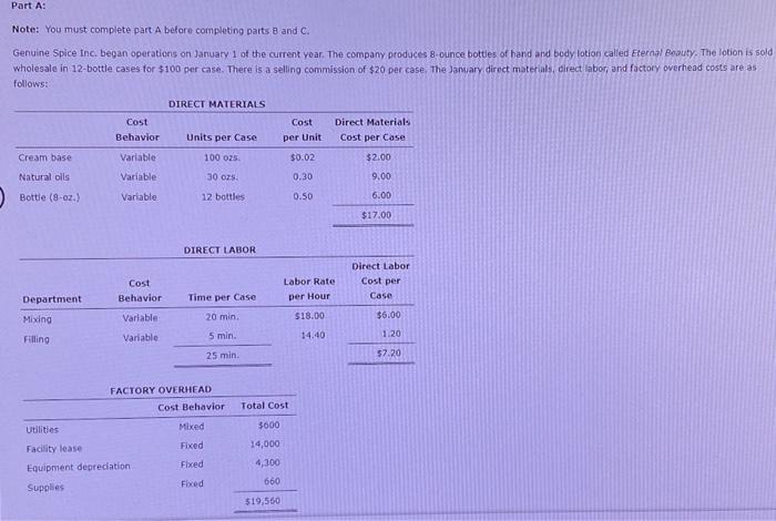 answers from those parts when completing this section. Genuine Spice Inc. began
