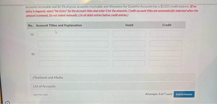 Inc. shows the following balances. Dr. Cr. Accounts Receivable $113,400 Allowance for