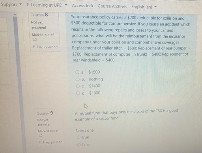 Support E-Learning at UPEI Accessdeck Course Archives English (en) Question 8 Not
