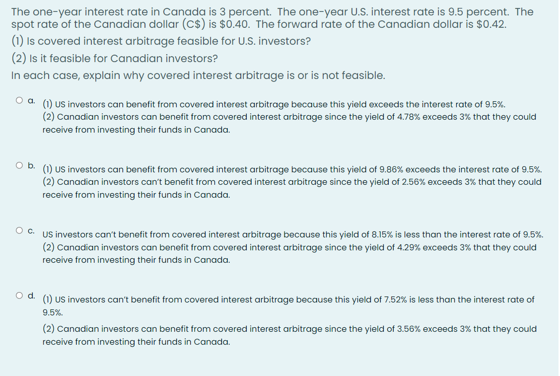 annual risk-free interest rate is 8%. Interest rate parity exists. Tampa Co.