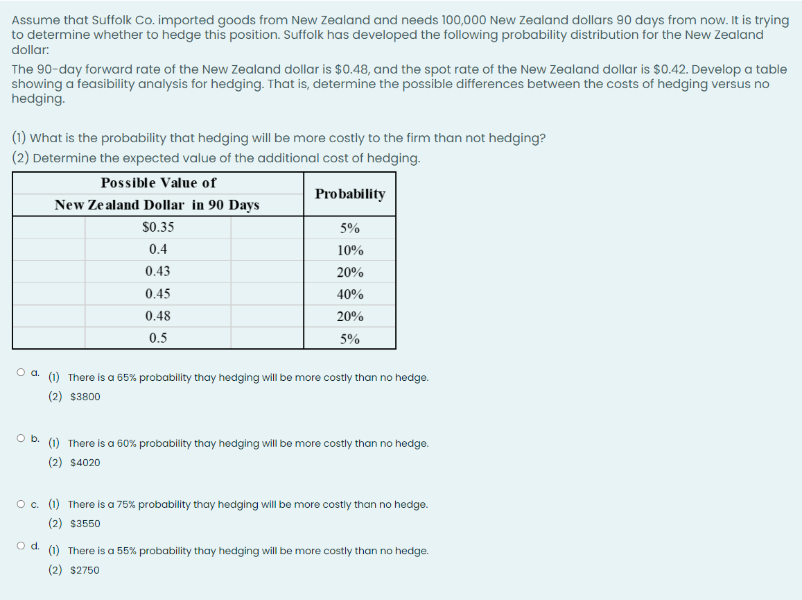 in one year. Tampa Co. also presumes that the exchange rates in