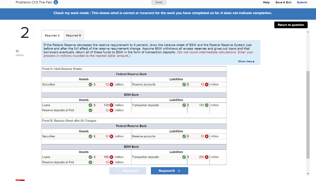 Problems Ch3 The Fed Seved Help Save & Exit Submit Check my
