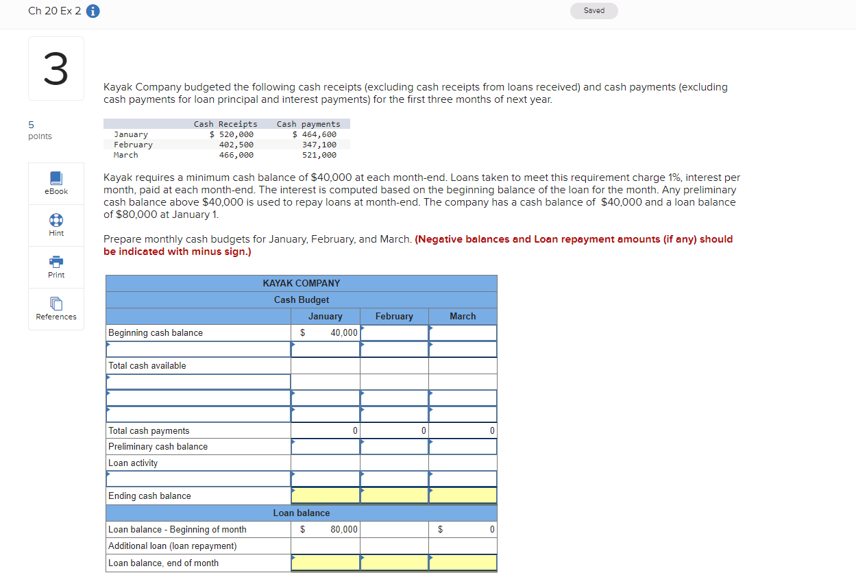Ch 20 Ex 2 i 3 5 points eBook Hint Print Saved