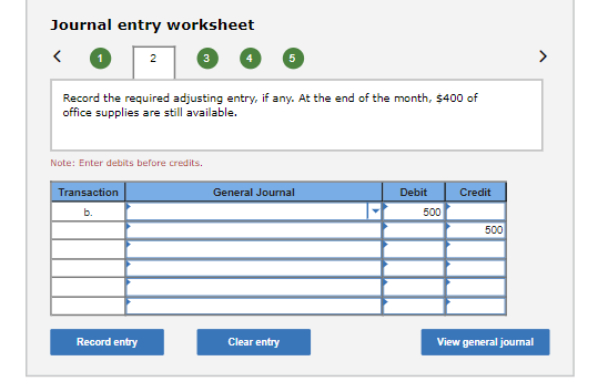 Journal entry worksheet > 2 3 Record the required adjusting entry, if