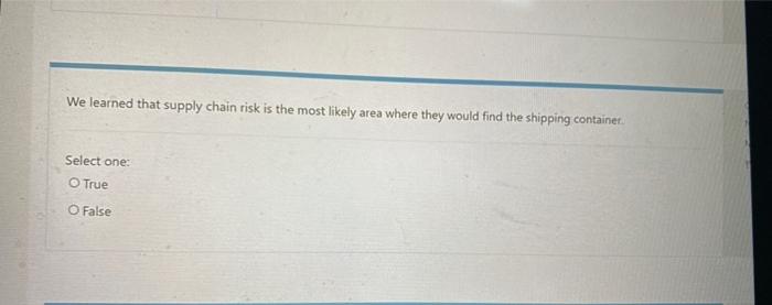 We learned that supply chain risk is the most likely area where