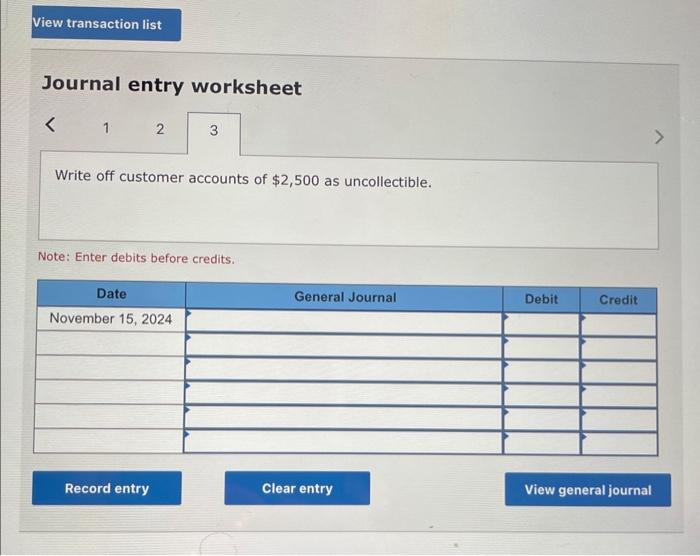 in 2024: Accounts Cash Debit $23,200 Credit Accounts Receivable 46,500 Allowance for