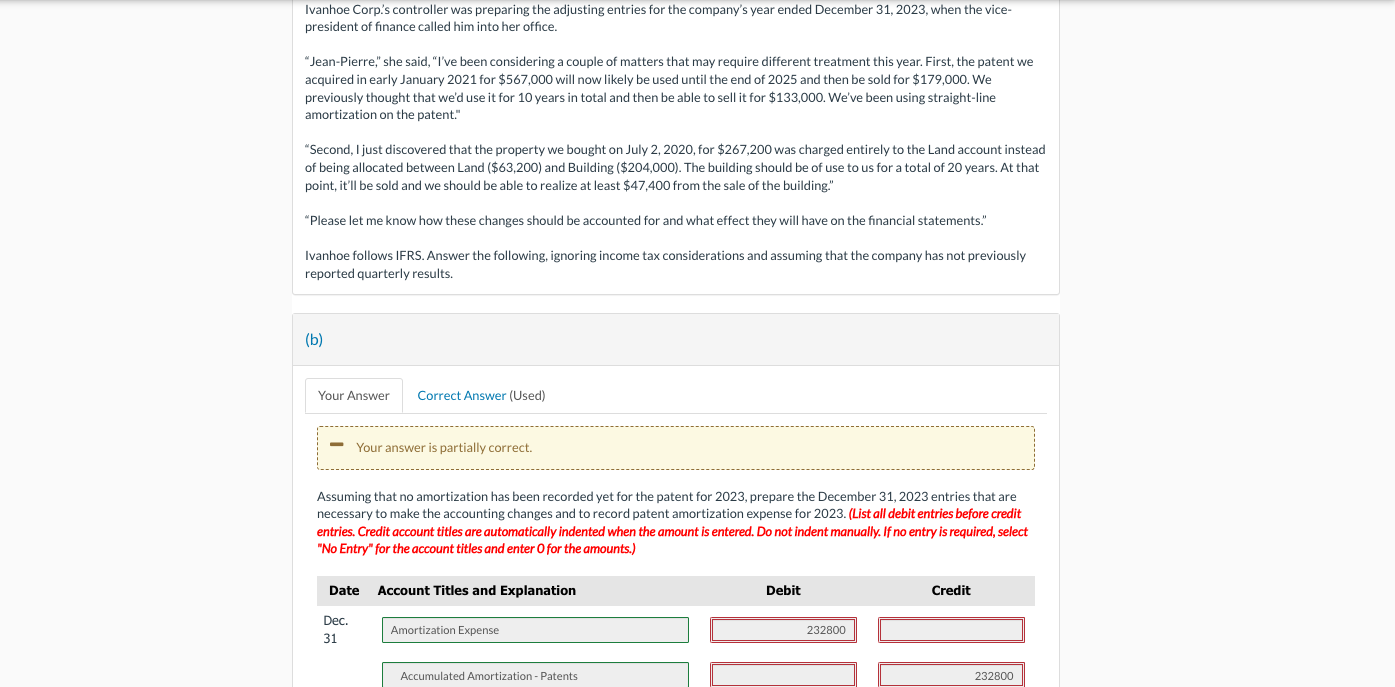 Ivanhoe Corp.'s controller was preparing the adjusting entries for the company's year