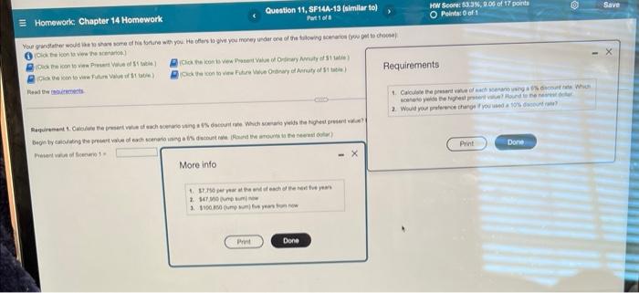 Homework: Chapter 14 Homework Question 11, SF14A-13 (similar to) Your grandfather would