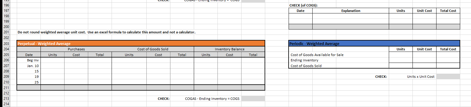 complete, cell-reference your answers from the tables below here: Cost Price Jan.
