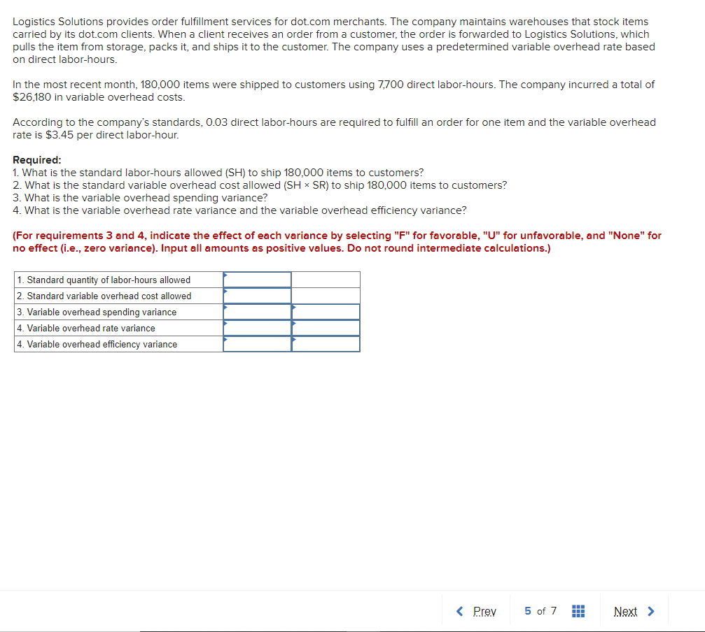 Logistics Solutions provides order fulfillment services for dot.com merchants. The company maintains