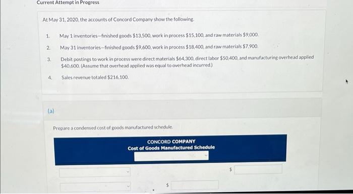 Current Attempt in Progress At May 31, 2020, the accounts of Concord