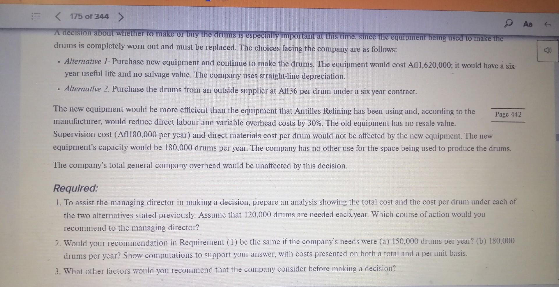 Analysis and Making an Equipment Replacement Decision [LO1-CC2, 3] CHECK FIGURE (1)