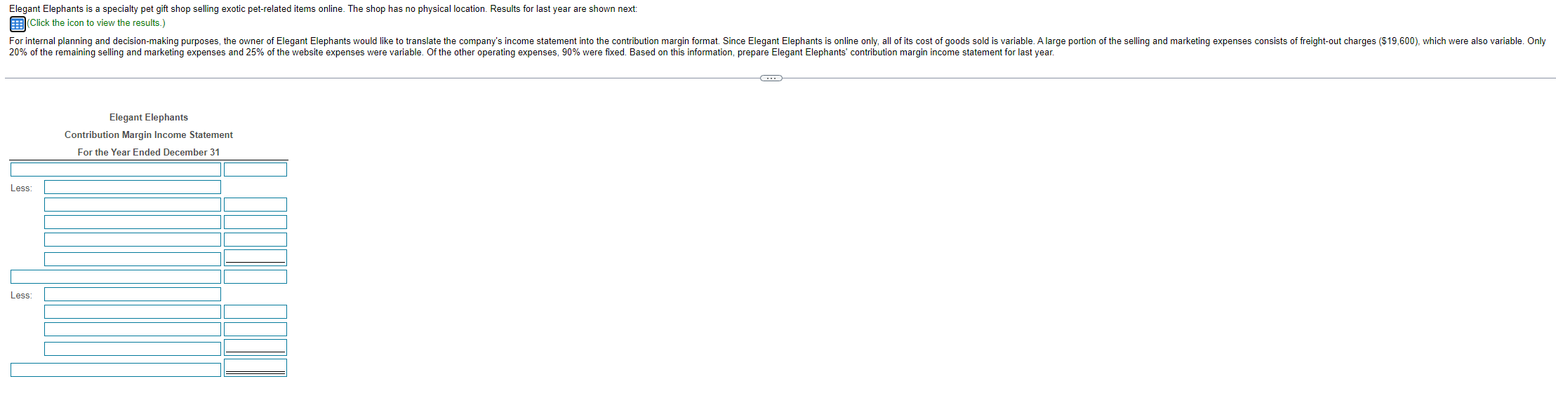 Statement (Absorption Costing) For the Year Ended December 31 4 Sales revenue