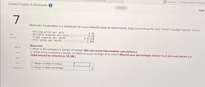 Graded Chapter 6 Homework M Question 7-Graded Chapter 6 Homew Seved Help
