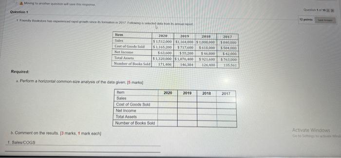 Moving to another question will save mone Question 1 1 Frendy Bookstore