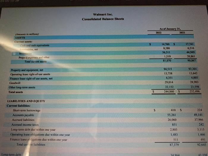 (previous page) as a reference, I would like you to examine Walmart's